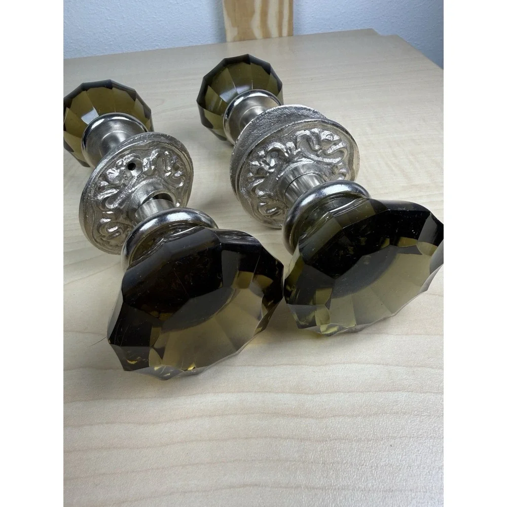 Anthropologie Faceted Crystal Glass Door Knobs Ornate New